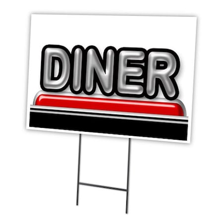 Signmission Diner Yard Sign & Stake outdoor plastic coroplast window, C-1216 Diner C-1216 Diner